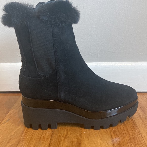 Black suede womens boots with wedge - Picture 3 of 10